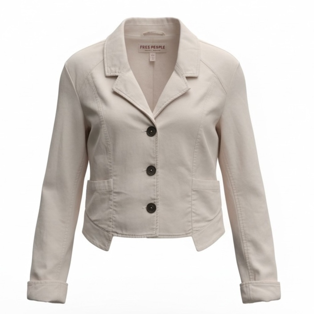 Free People ORLY Corduroy cropped blazer notched collar button closure Size L